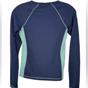Women's Long Sleeve Navy and Mint Top